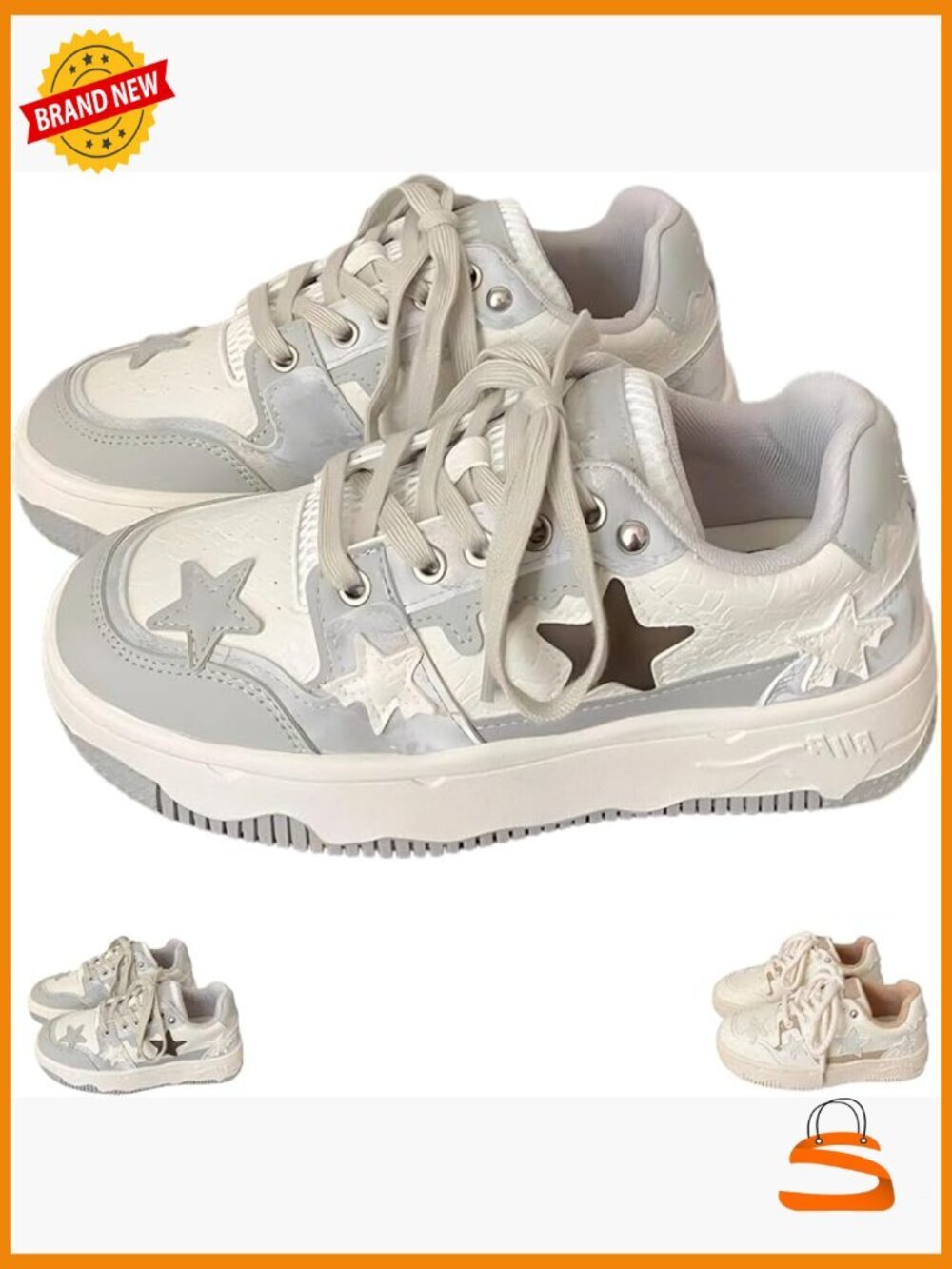 Chunky Platform Sneakers Y2K Star Walking Shoes Cute Casual Comfy Lace-Up